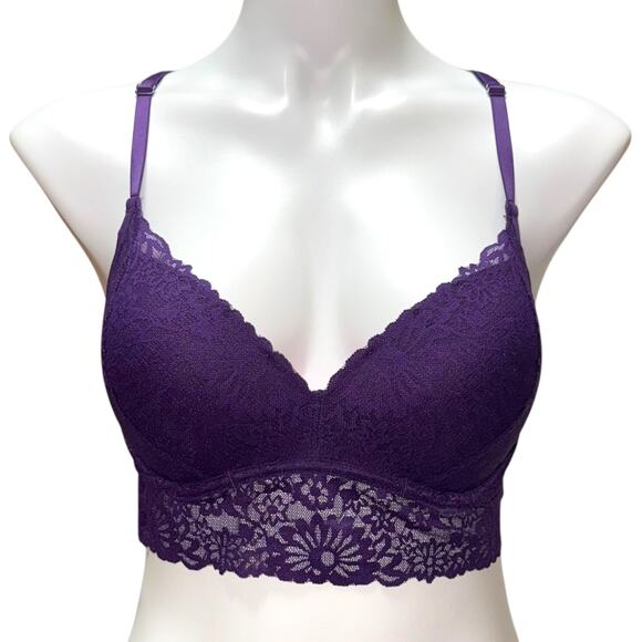 PINK Victoria's Secret Push-Up Lace Bra Purple Large - Picture 1 of 7
